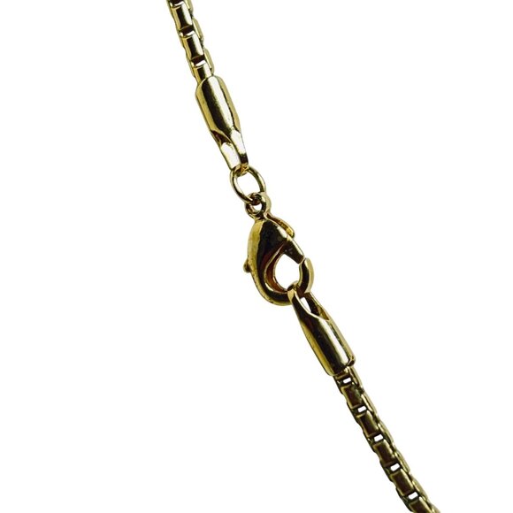 Gold Tone Snake Chain Necklace With Rhinestone Circle Pendant & Earrings (5827) - Picture 7 of 10